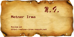 Metner Irma névjegykártya